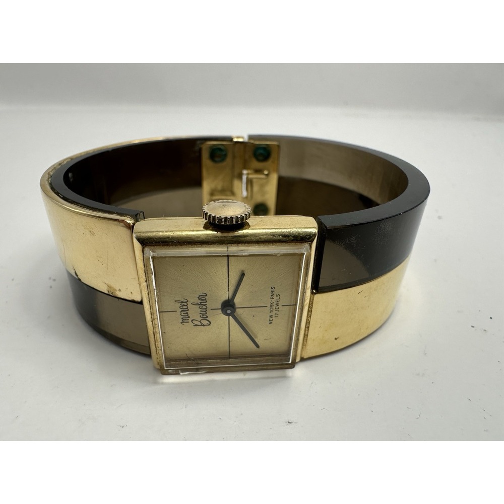 Marcel Boucher Ladies Cuff Watch Manual‎ Wind 22MM 6.75" 17 Jewels Vintage U7